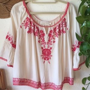 Love Sam Silk Embroidered Top